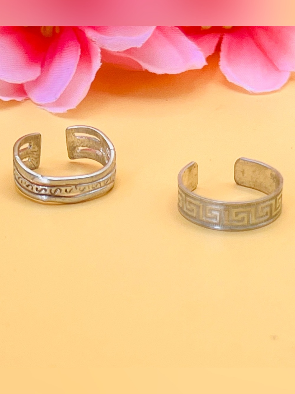 Sterling-Style Adjustable Silver Toe Rings Set of TWO- Silver
